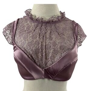 Victoria's Secret Dream Angels Lined Plunge Bra 34D Mauve Lace High Neck NWT